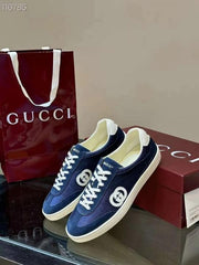 Gucci G75 Interlocking Blue Suede Sneaker