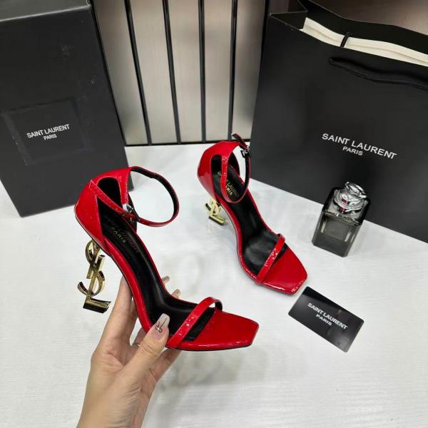 YSL Opyum Heels Premium Chilly Red Gold With OG Box 1215 1 Red