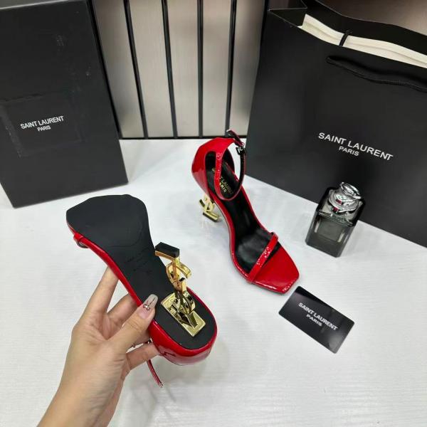 YSL Opyum Heels Premium Chilly Red Gold With OG Box 1215 1 Red