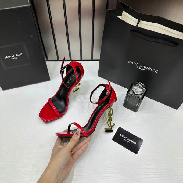 YSL Opyum Heels Premium Chilly Red Gold With OG Box 1215 1 Red