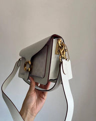 Coach Tabby Shoulder Bag 26 White Apricot Print Leather Dual Strap With OG Double Box High Quality White Apricot Print 80626