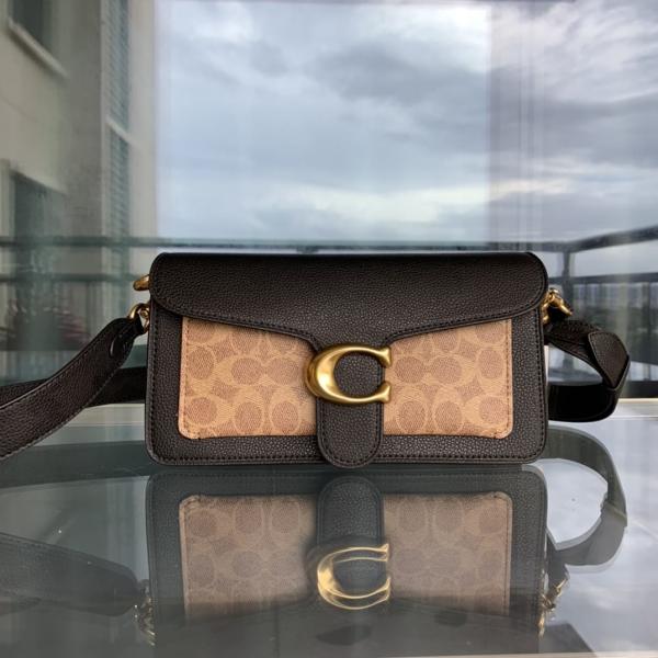 Coach Tabby Shoulder Bag 26 Black Apricot Print Leather Dual Strap With OG Double Box High Quality Black Apricot Print 80626