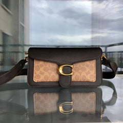 Coach Tabby Shoulder Bag 26 Black Apricot Print Leather Dual Strap With OG Double Box High Quality Black Apricot Print 80626