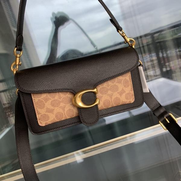 Coach Tabby Shoulder Bag 26 Black Apricot Print Leather Dual Strap With OG Double Box High Quality Black Apricot Print 80626