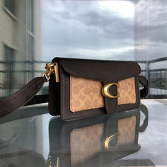 Coach Tabby Shoulder Bag 26 Black Apricot Print Leather Dual Strap With OG Double Box High Quality Black Apricot Print 80626