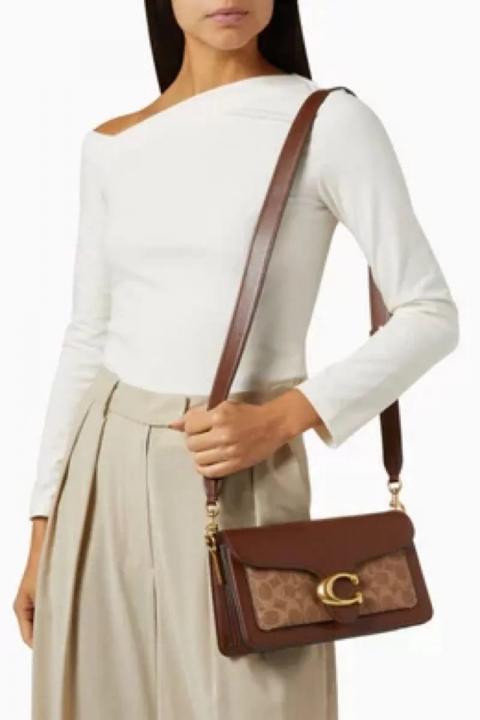 Coach Tabby Shoulder Bag 26 Dark Brown Print Leather Dual Strap With OG Double Box High Quality Dark Brown Print 80626
