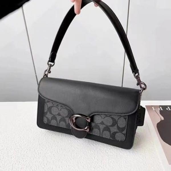 Coach Tabby Shoulder Bag 26 Black Apricot Print Leather Dual Strap With OG Double Box High Quality Black Black Apricot Print 80626