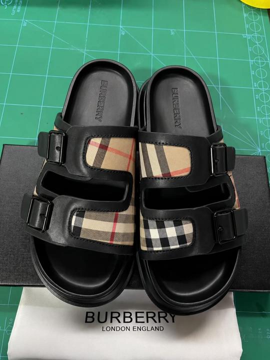 Burberry Checkered Double Strape Sandal Black
