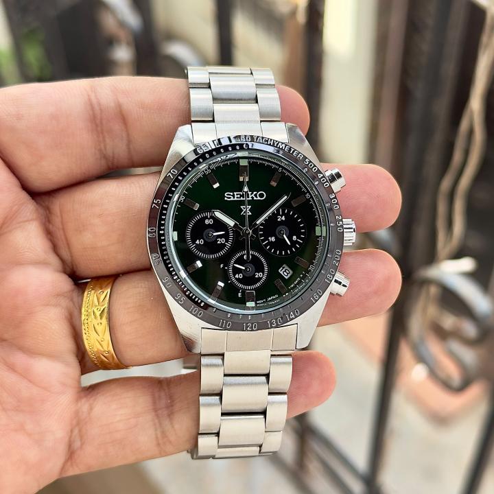 Seiko Prospex Speedtimer Chronograph silver  green