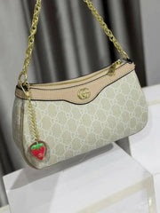 Gucci Ophidia GG Supreme Shoulder Bag With OG Box Dust Cover & Carry Bag G735132 Beige Khakhi Strawberry