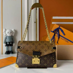 Louis Vuitton Trunkie East West Signature Monogram Leather Shoulder Bag With OG Box Dust Cover & Carry Bag M81668 Monochrome Brown Gold