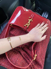 YSL Saint Laurent Hobo Red Gold Leather Shoulder Bag With OG Box & Dust Bag 862-1 Red Gold