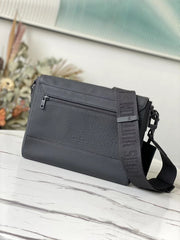 Louis Vuitton Takeoff Messenger PM Bag In Black Cowhide Leather With OG Box & Dust Cover 57080
