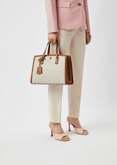 Michael Kors Chantal Medium Logo Satchel Bag With Dust Bag Beige Brown 100817