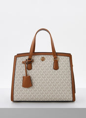 Michael Kors Chantal Medium Logo Satchel Bag With Dust Bag Beige Brown 100817