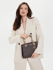 Michael Kors Cynthia Small Signature Logo  Satchel With Carry Bag Coffee Brown 2427