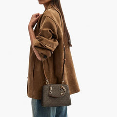 Michael Kors Cynthia Small Signature Logo  Satchel With Carry Bag Coffee Brown 2427