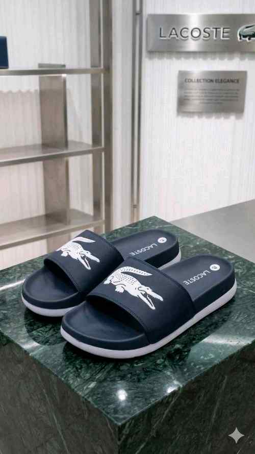 Lacoste Croco Slide Navy White