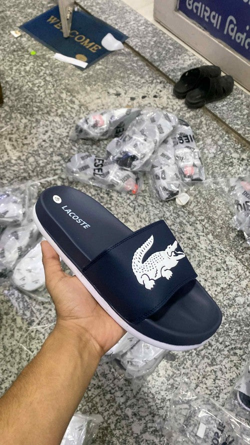 Lacoste Croco Slide Navy White
