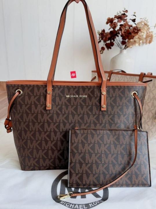 Michael Kors MK Voyager Tote Bag With Side Pocket & Dust Bag Coffee Brown 2003