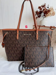 Michael Kors MK Voyager Tote Bag With Side Pocket & Dust Bag Coffee Brown 2003