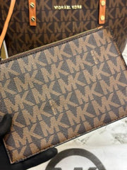 Michael Kors MK Voyager Tote Bag With Side Pocket & Dust Bag Coffee Brown 2003