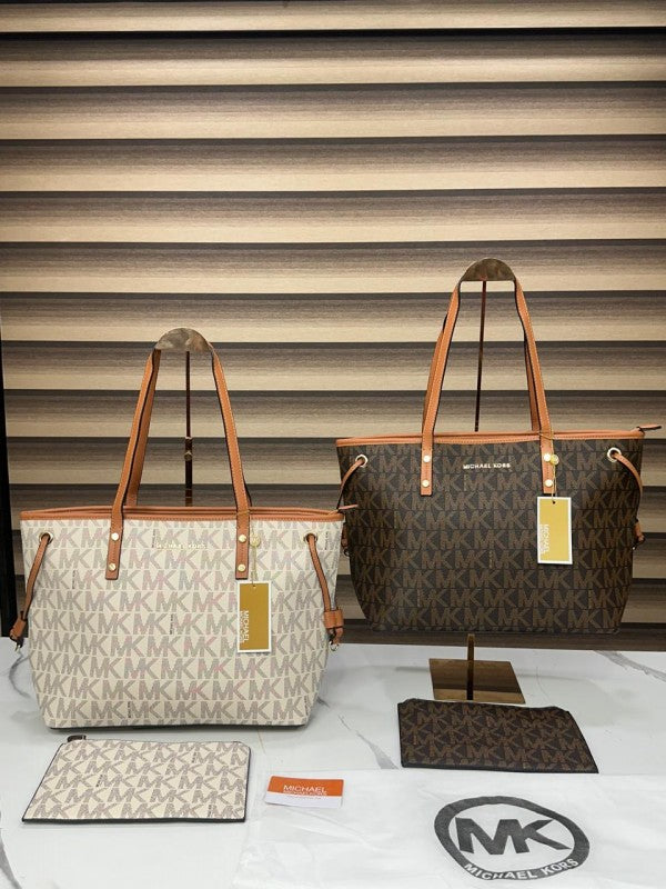 Michael Kors MK Voyager Tote Bag With Side Pocket & Dust Bag Coffee Brown 2003