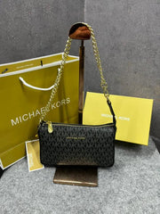 Michael Kors MK MD Chain Pouchette Bag With OG Box & Dust Bag  1930 Black