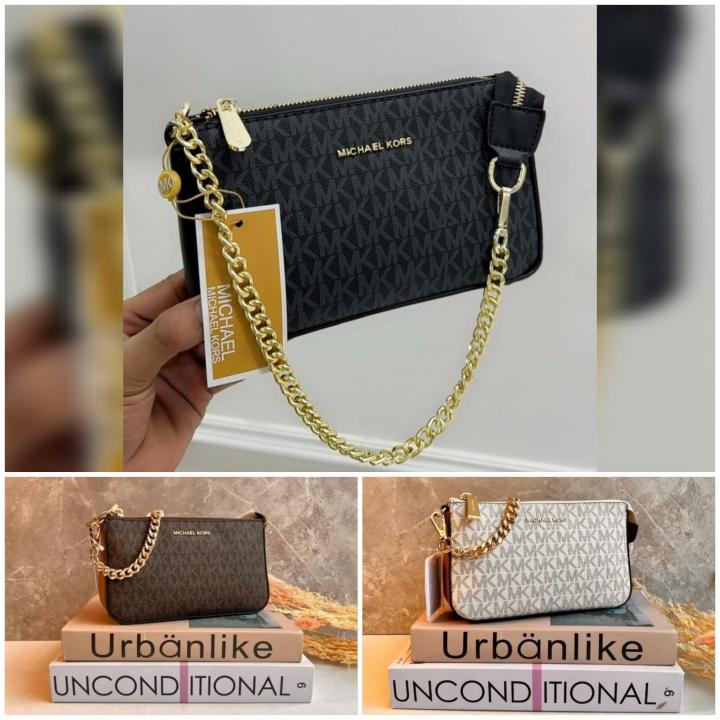 Michael Kors MK MD Chain Pouchette Bag With OG Box & Dust Bag  1930 Black