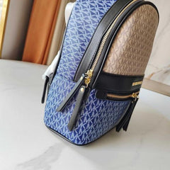 Michael Kors 908 Blue Beige CB Signature Edition Medium Backpack With Carry Bag & Dust Cover Beige Blue