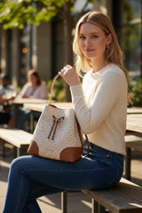 Michael Kors CB Bucket Beige-Brown With Dust Cover Carry Bag 168 Beige Brown