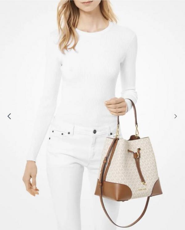 Michael Kors CB Bucket Beige-Brown With Dust Cover Carry Bag 168 Beige Brown