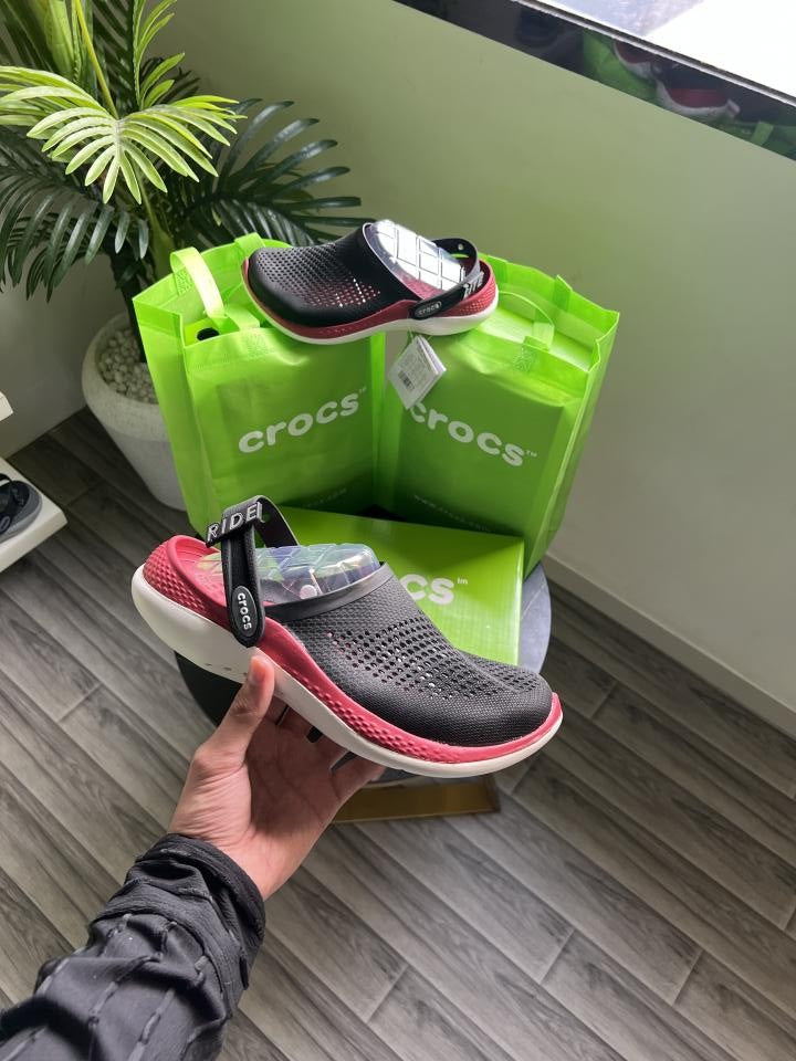 Crocs Literide 360 Red Black With Carry Bag