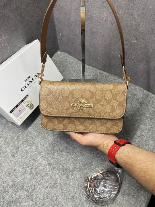 Coach Brynn C4 Brown Shoulder Bag Signature Canvas With OG Box & Dust Cover Brown