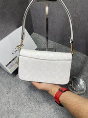 Coach Brynn C4 White Shoulder Bag Signature Canvas With OG Box & Dust Cover White
