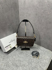 Coach Bryn C4 Coffee Shoulder Bag Signature Canvas With OG Box & Dust Cover Coffee