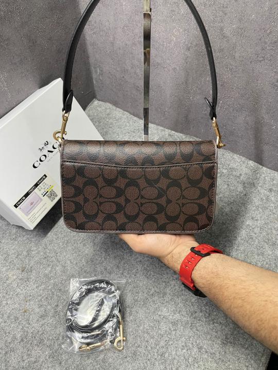 Coach Bryn C4 Coffee Shoulder Bag Signature Canvas With OG Box & Dust Cover Coffee