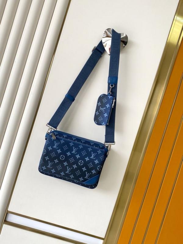 Louis Vuitton LV M45320 Virgil Abloh Trio Messenger Multi Crossbody Bag With OG Box & Dust Bag Gradient Blue