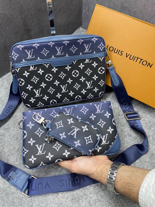 Louis Vuitton LV M45320 Virgil Abloh Trio Messenger Multi Crossbody Bag With OG Box & Dust Bag Gradient Blue