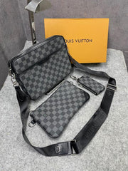 Louis Vuitton LV M45320 Virgil Abloh Trio Messenger Multi Crossbody Bag With OG Box & Dust Bag Grid Grey Hague