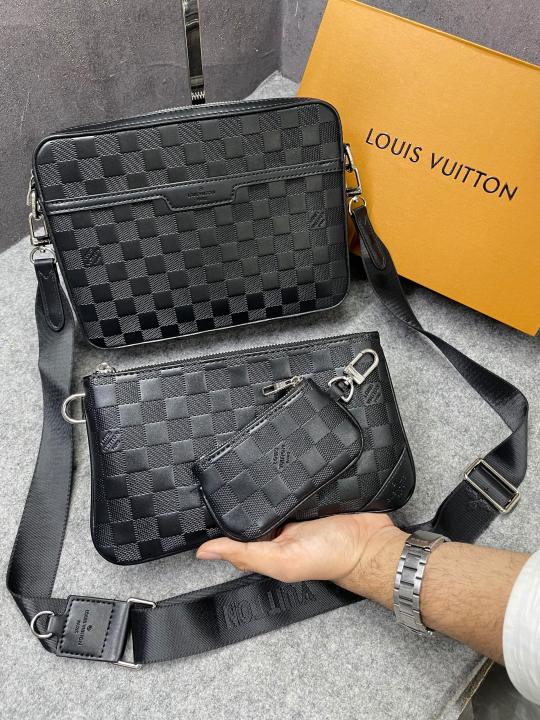 Louis Vuitton LV M45320 Virgil Abloh Trio Messenger Multi Crossbody Bag With OG Box & Dust Bag Grid Grey Hague
