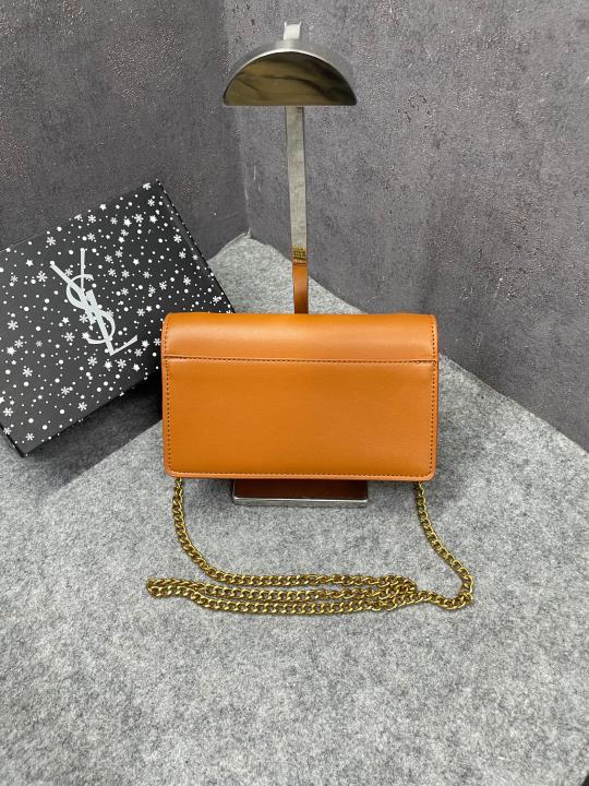 Ysl Sunset Brown Small Shoulder Bag With OG Box & Dust Cover 8878 Brown