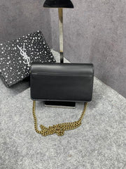 Ysl Sunset Black Small Shoulder Bag With OG Box & Dust Cover 8878 Black