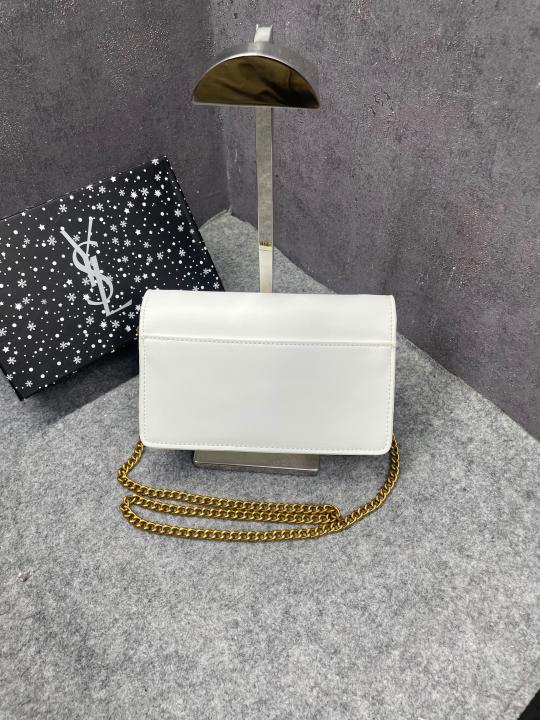 Ysl Sunset White Small Shoulder Bag With OG Box & Dust Cover 8878 White