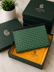 Goyard Senat Clutch Green Pouch Signature Chevron With OG Box & Dust Cover 61692 Green