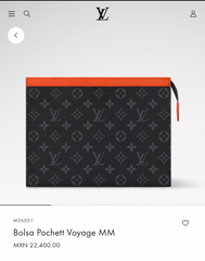 Louis Vuitton Pochette Voyage MM Clutch With Dust Cover & OG Box Grey Floral Orange