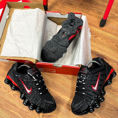 Nike Shox TL black university red and metallic silver.