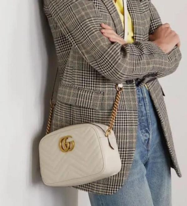 Gucci GG Marmont Camera Small Leather Shoulder Bag Black With Dust Cover & Carry Bag 1733 White