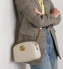 Gucci GG Marmont Camera Small Leather Shoulder Bag Black With Dust Cover & Carry Bag 1733 White