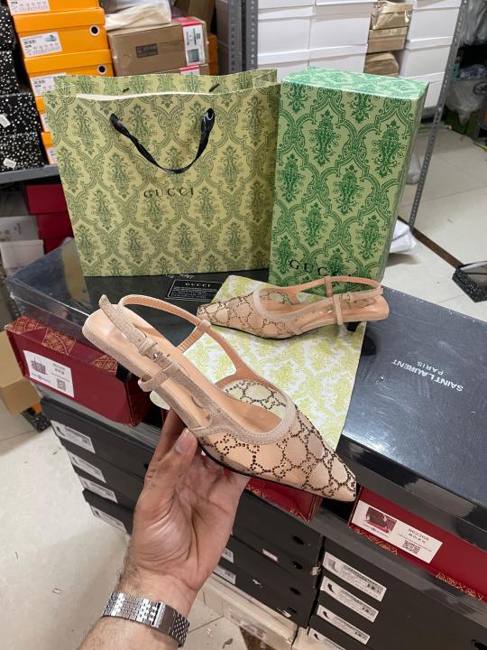 Gucci GG Mesh Slingback Pumps With Crystals With OG Box & Carry Ba ricot 1806